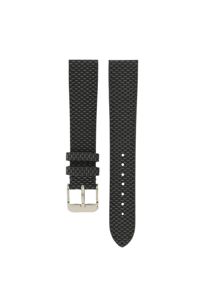 Black genuine calf leather (carbon effect) watch strap